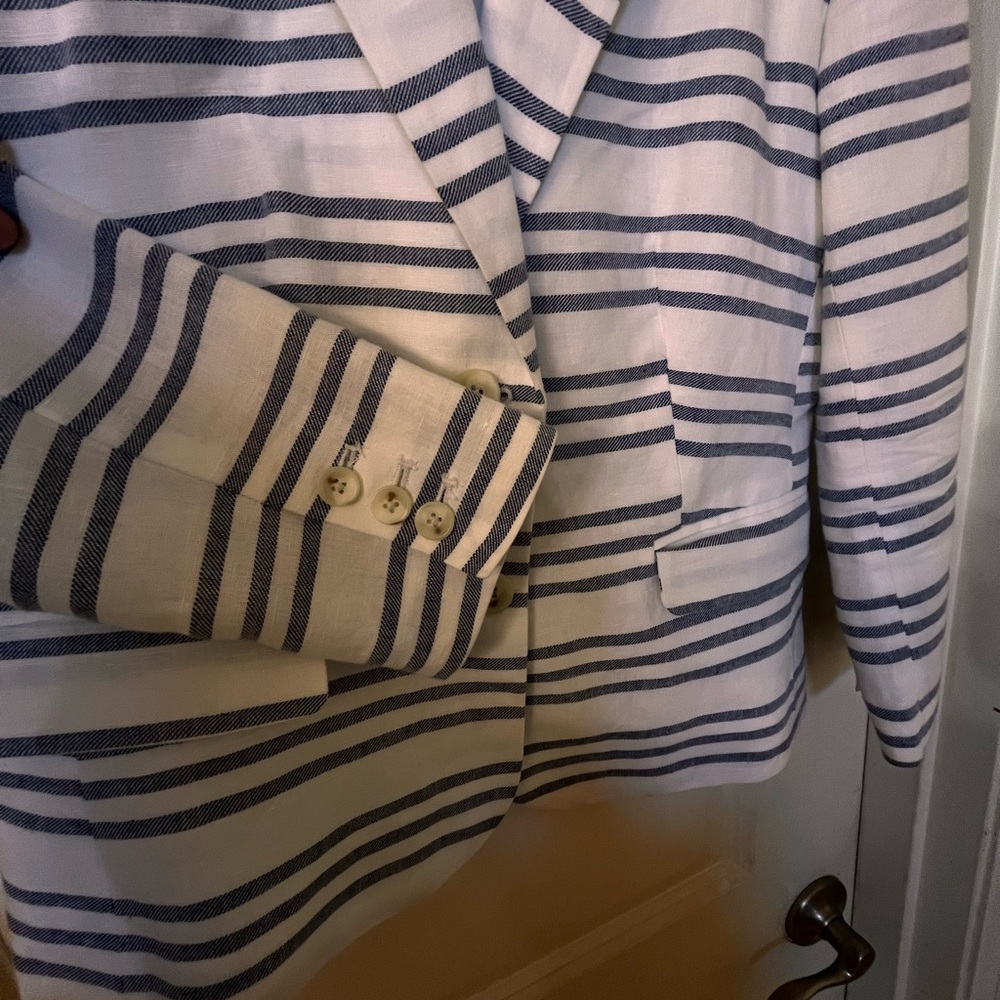 Banana Republic Blue and White Striped Blazer